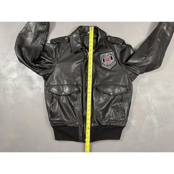 Vintage Harley Davidson Schott Jacket Mens 38 Black Leather Bomber 2000s A-2 - Picture 13 of 16